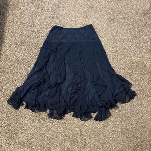 3571 NEW Denim 24/7 Midnight Blue Lace Fairy Maxi Skirt Sz 16W